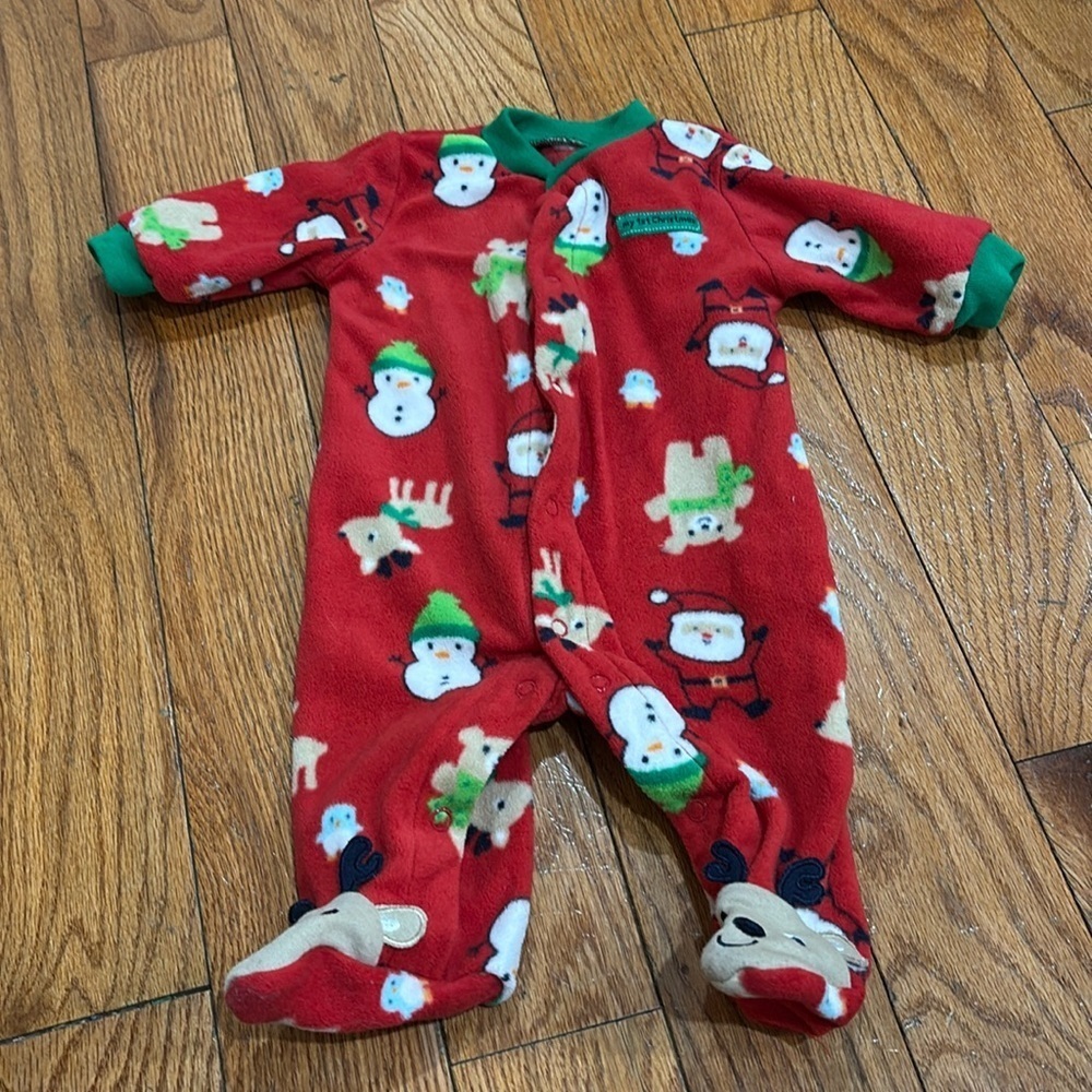 0-3 months Carter’s My First Christmas footie sleeper pajamas Christmas theme